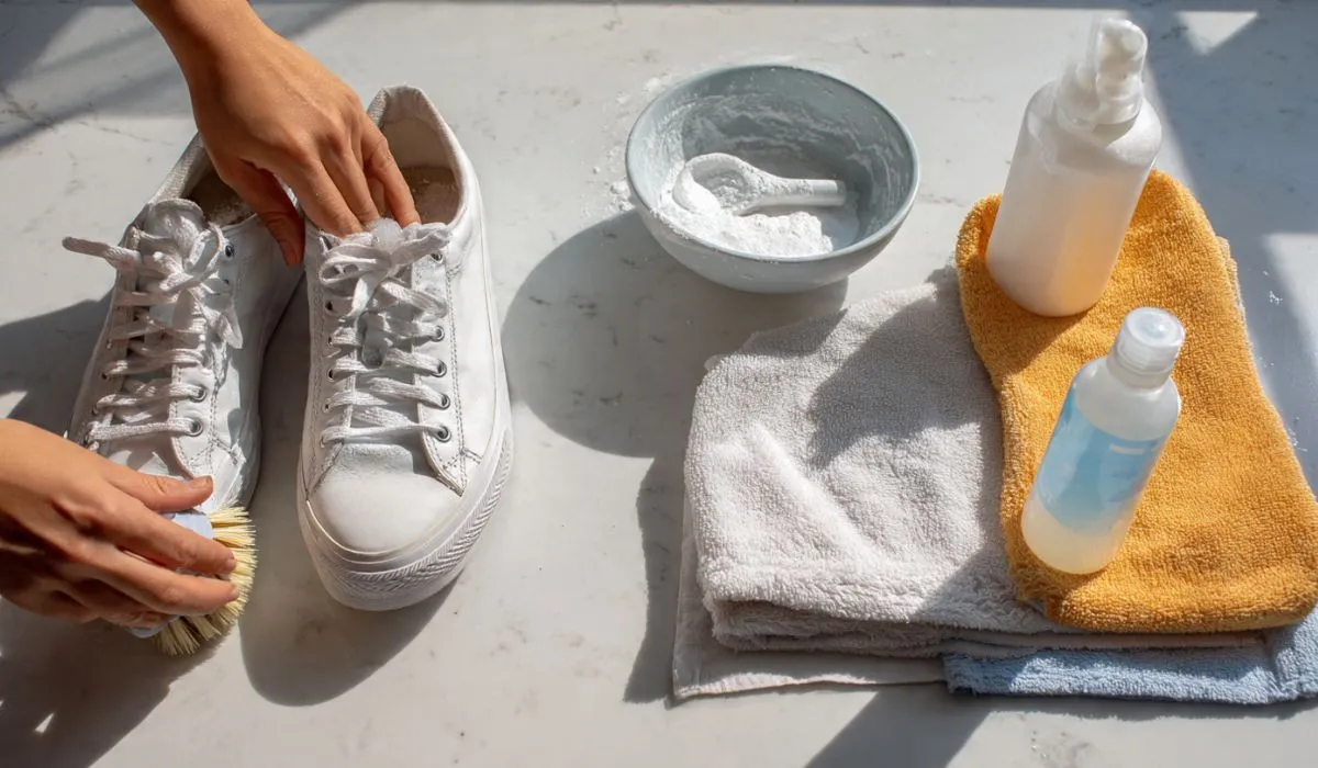 Clean White Shoes with Baking Soda and Hydrogen Peroxide