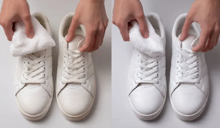 Cleaning White Leather Shoes with Magic Eraser