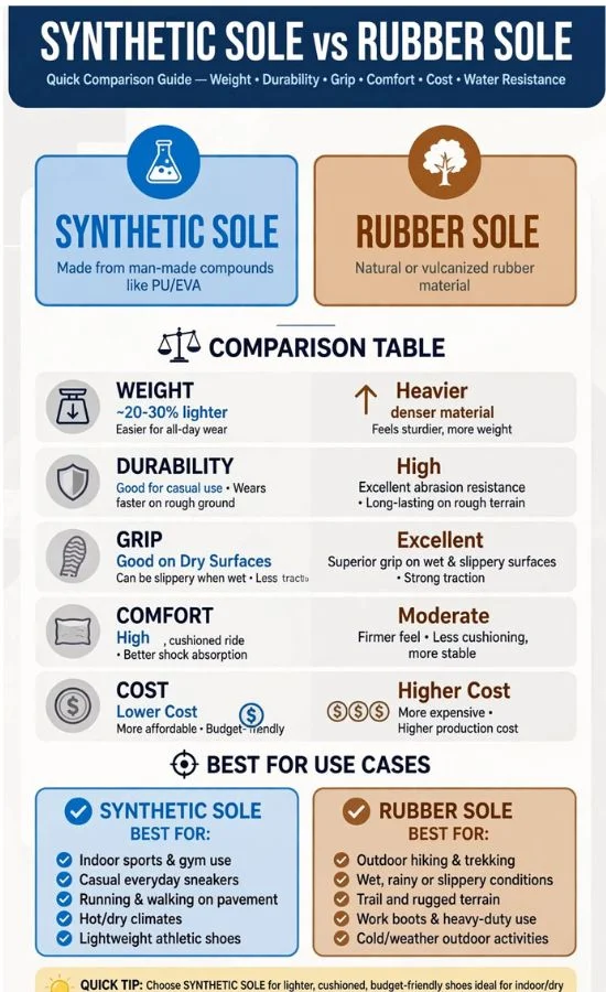 synthetic sole or rubber sole
